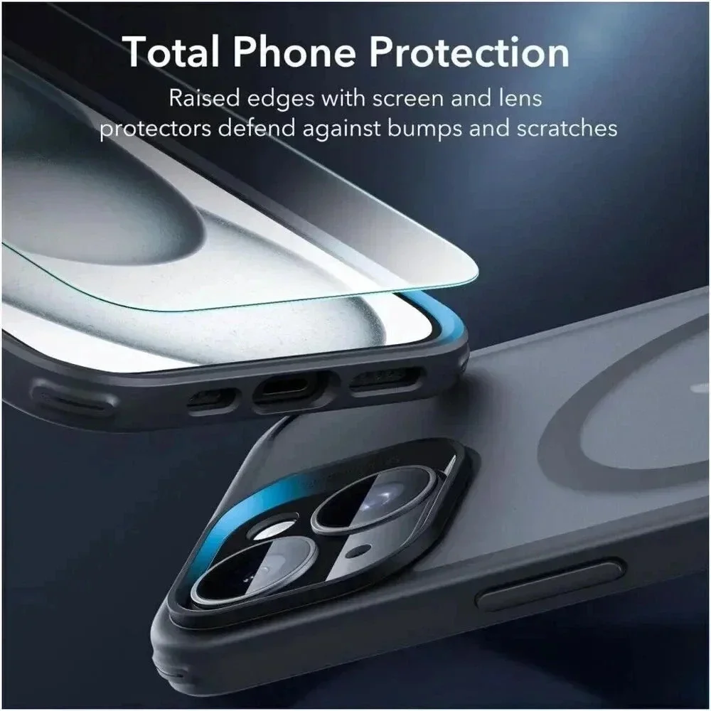 ESR Translucent Black Matte Case‎ for iPhone 15 Case Screen & Lens Protectors